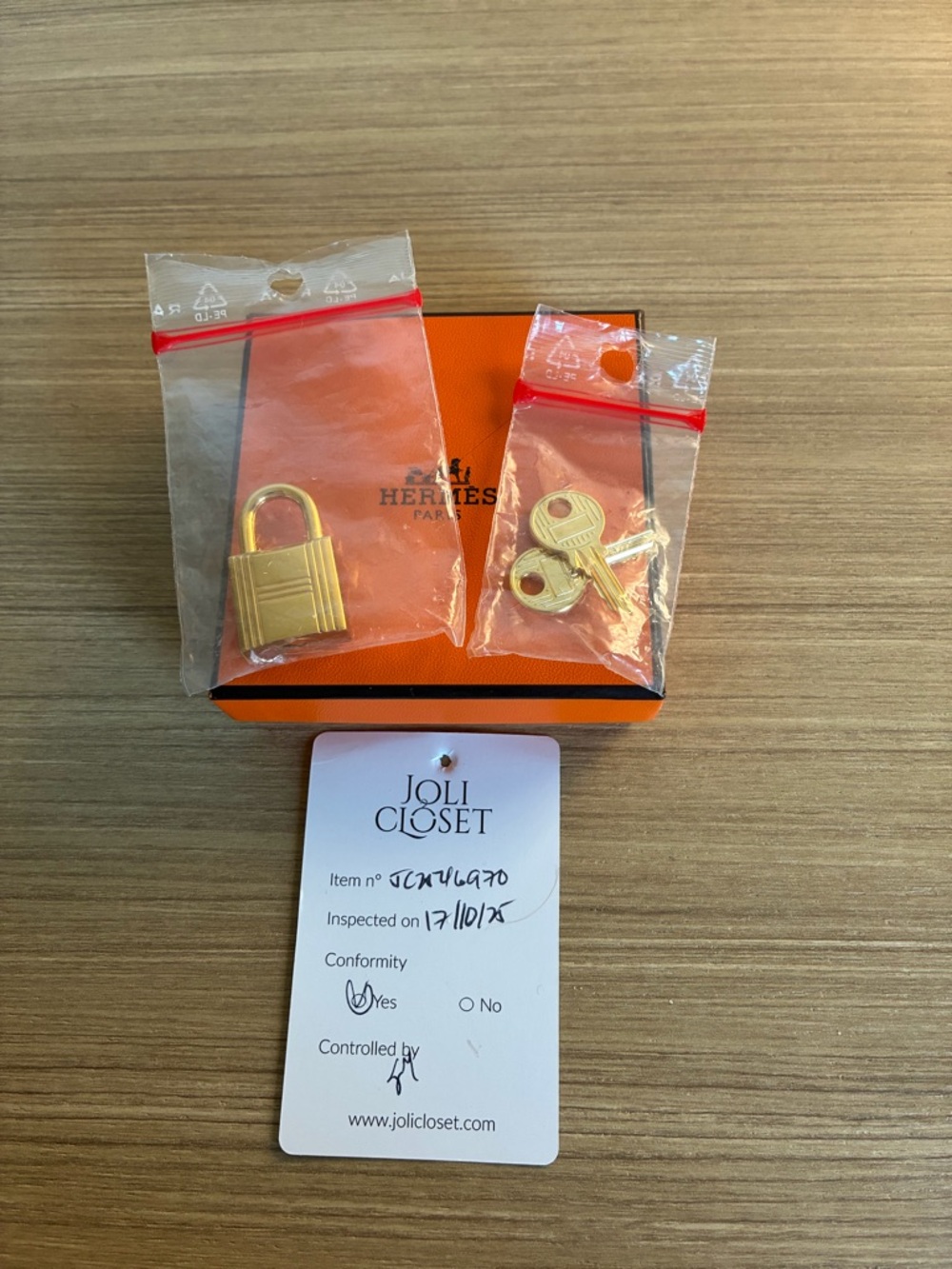 Hermes Orange Box with Gold Padlock and Keys Set